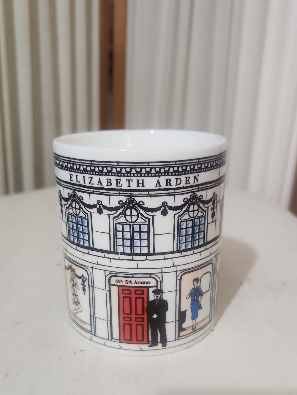 Vintage Elizabeth Arden Red Door 5th Ave NYC Storefront Ceramic Coffee Mug